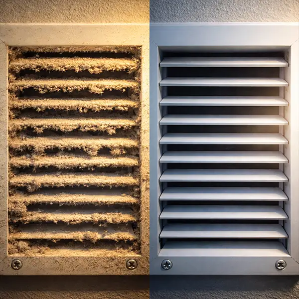 Professional air vent cleaning service before and after